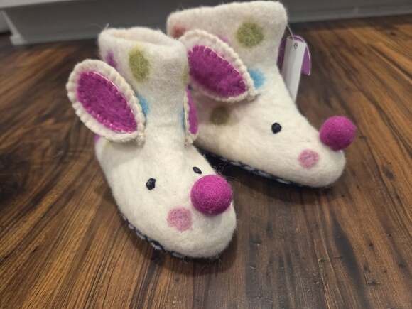 Midwest-CBK Other - NWT Midwest CBK 100% Wool Mouse Bootie Slippers Polka Dot Kids Toddlers Sz 3-4